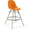 Buy Velvet Bar Stool - Scandinavian Design and Wooden Legs - Lumi Orange 61596 home delivery