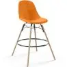 Buy Velvet Bar Stool - Scandinavian Design and Wooden Legs - Lumi Orange 61596 with a guarantee