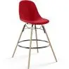 Buy Velvet Bar Stool - Scandinavian Design and Wooden Legs - Lumi Dark red 61596 home delivery