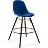 Buy Velvet Bar Stool - Scandinavian Design and Dark Wood Legs - Lumi Dark blue 61598 in the Europe