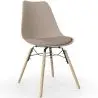 Buy Dining Chair with Cushion - Scandinavian Design and Wooden Legs - Lumi Taupe 61604 home delivery
