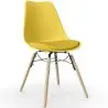 Buy Dining Chair with Cushion - Scandinavian Design and Wooden Legs - Lumi Yellow 61604 with a guarantee