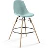 Buy Velvet Bar Stool - Scandinavian Design and Wooden Legs - Lumi Pastel blue 61596 - in the EU