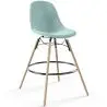 Buy Velvet Bar Stool - Scandinavian Design and Wooden Legs - Lumi Pastel blue 61596 - in the EU