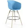 Buy Bar Stool - Scandinavian Style - Natural Wood Legs - Miscel Blue 61732 - in the EU