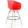 Buy Bar Stool - Scandinavian Style - Natural Wood Legs - Miscel Red 61732 with a guarantee