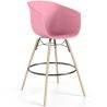 Buy Bar Stool - Scandinavian Style - Natural Wood Legs - Miscel Pink 61732 home delivery