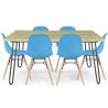 Buy Set Table Hairpin (90x150 cm) + 6 Dining Chairs Nordic Lumi Blue 61752 at MyFaktory