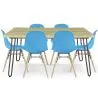 Buy Set Table Hairpin (90x150 cm) + 6 Dining Chairs Nordic Lumi Blue 61752 at MyFaktory