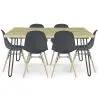 Buy Set Table Hairpin (90x150 cm) + 6 Dining Chairs Nordic Lumi Dark grey 61752 in the Europe
