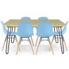 Buy Set Table Hairpin (90x150 cm) + 6 Dining Chairs Nordic Lumi Light blue 61752 home delivery