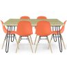 Buy Set Table Hairpin (90x150 cm) + 6 Dining Chairs Nordic Lumi Orange 61752 - prices