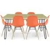 Buy Set Table Hairpin (90x150 cm) + 6 Dining Chairs Nordic Lumi Orange 61752 - in the EU
