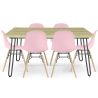 Buy Set Table Hairpin (90x150 cm) + 6 Dining Chairs Nordic Lumi Pastel pink 61752 in the Europe