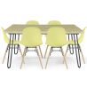 Buy Set Table Hairpin (90x150 cm) + 6 Dining Chairs Nordic Lumi Pastel yellow 61752 home delivery