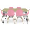 Buy Set Table Hairpin (90x150 cm) + 6 Dining Chairs Nordic Lumi Pink 61752 with a guarantee