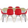 Buy Set Table Hairpin (90x150 cm) + 6 Dining Chairs Nordic Lumi Red 61752 - in the EU