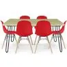 Buy Set Table Hairpin (90x150 cm) + 6 Dining Chairs Nordic Lumi Red 61752 home delivery