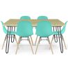 Buy Set Table Hairpin (90x150 cm) + 6 Dining Chairs Nordic Lumi Turquoise 61752 - prices