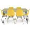 Buy Set Table Hairpin (90x150 cm) + 6 Dining Chairs Nordic Lumi Yellow 61752 - in the EU