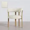 Buy Living room armchair with armrests upholstered in Chenille – Oak-effect legs – Ergonomic and modern design – Essentia Ivory 61788 - prices