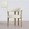 Buy Living room armchair with armrests upholstered in Chenille – Oak-effect legs – Ergonomic and modern design – Essentia Ivory 61788 - prices