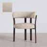 Buy Living room armchair with armrests upholstered in Chenille – Dark wood-effect legs – Ergonomic and modern design – Essentia Cream 61789 - in the EU