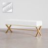 Buy Bench Upholstered In Velvet Fabric With Golden Metal Frame - Nivren White 61764 - in the EU