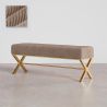 Buy Bench Upholstered In Velvet Fabric With Golden Metal Frame - Nivren Taupe 61764 - prices