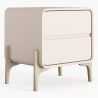 Buy Modern Scandi nightstand covered in faux leather with 2 drawers and natural wood legs - Barel Cream 61796 - in the EU