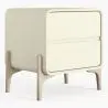 Buy Modern Scandi nightstand covered in faux leather with 2 drawers and natural wood legs - Barel Cream 61796 - in the EU