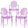 Buy Pack of 3 Transparent Dining Chair - Armrest Design - Louis King Purple transparent 61826 in the Europe