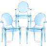 Buy Pack of 3 Transparent Dining Chair - Armrest Design - Louis King Blue transparent 61826 with a guarantee
