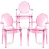 Buy Pack of 3 Transparent Dining Chair - Armrest Design - Louis King Pink transparent 61826 - in the EU