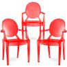 Buy Pack of 3 Transparent Dining Chair - Armrest Design - Louis King Red transparent 61826 - prices