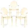 Buy Pack of 3 Transparent Dining Chair - Armrest Design - Louis King Amber 61826 in the Europe