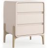 Buy Modern Scandi nightstand covered in faux leather with 3 drawers and natural wood legs - Barel Cream 61827 - in the EU