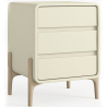 Buy Modern Scandi nightstand covered in faux leather with 3 drawers and natural wood legs - Barel Cream 61827 - in the EU