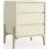 Buy Modern Scandi nightstand covered in faux leather with 3 drawers and natural wood legs - Barel Cream 61827 - in the EU