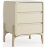 Buy Modern Scandi nightstand covered in faux leather with 3 drawers and natural wood legs - Barel Taupe 61827 - prices