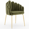Buy Dining Chair Shell-Style in Velvet - Golden Legs - Exotic Glam Olive 61593 in the Europe
