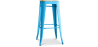 Buy Bistrot Metalix style stool - 76cm  - Metal and Light Wood Turquoise 59704 with a guarantee
