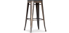 Buy Bistrot Metalix style stool - 76cm - Metal and dark wood Metallic bronze 59697 - in the EU