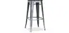 Buy Bistrot Metalix style stool - 76cm - Metal and dark wood Industriel 59697 - in the EU