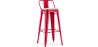 Buy Bistrot Metalix style bar stool with small backrest - 76 cm - Metal and Light Wood Red 59694 - in the EU
