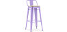 Buy Bistrot Metalix style bar stool with small backrest - 76 cm - Metal and Light Wood Pastel Purple 59694 - in the EU