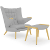 Buy Gerth Armchair with Matching Ottoman Light grey 16766 - prices