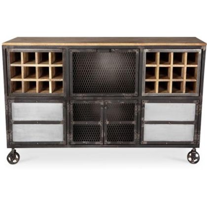 Buy Wine Cabinet with Wheels - Industrial Design - Davo Steel 58585 at MyFaktory 