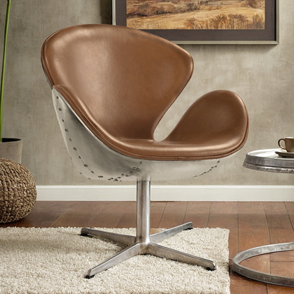 Buy Swin Aviator Armchair - Premium Leather Black 25626 in the Europe 