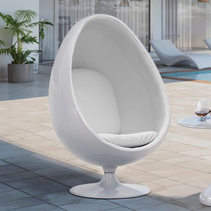 Buy Armchair Ele Chair - White Exterior - Fabric Black 13192 - prices 
